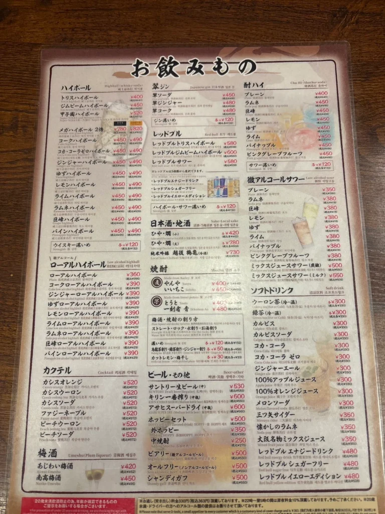 日本菜單